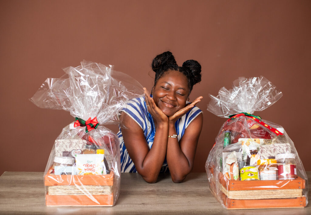 Chantel poses with YUBEC Aseda Hampers